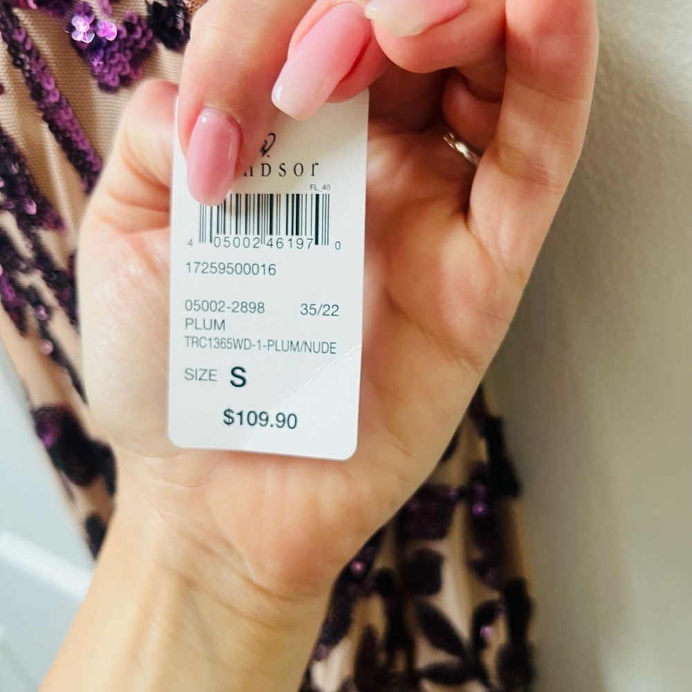 NWT Windsor purple and nude Slit Maxi Gown size small - Picture 8 of 12